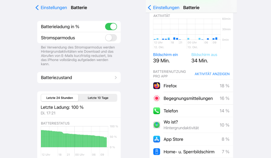 eb Webdesign - Verstekcte iOS Funktionen - Batterie