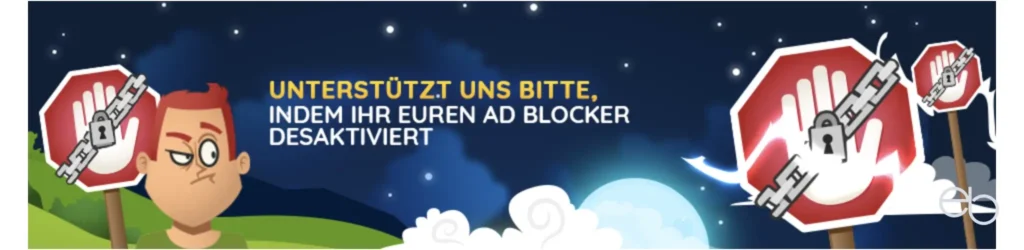 Adblocker im Browser - Deaktivierungsaufforderung