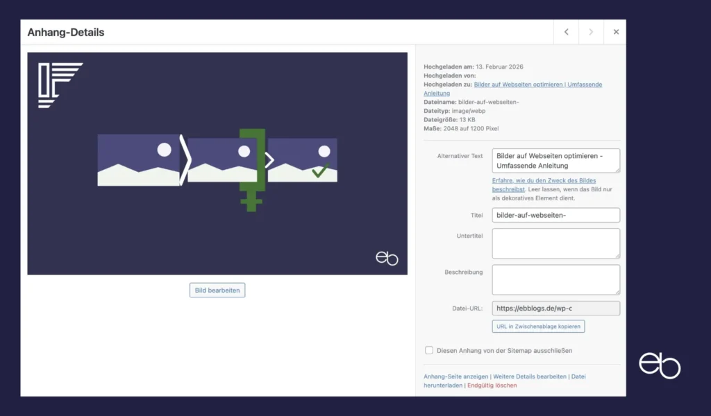 Bilder auf Webseiten - WordPress-Mediathek