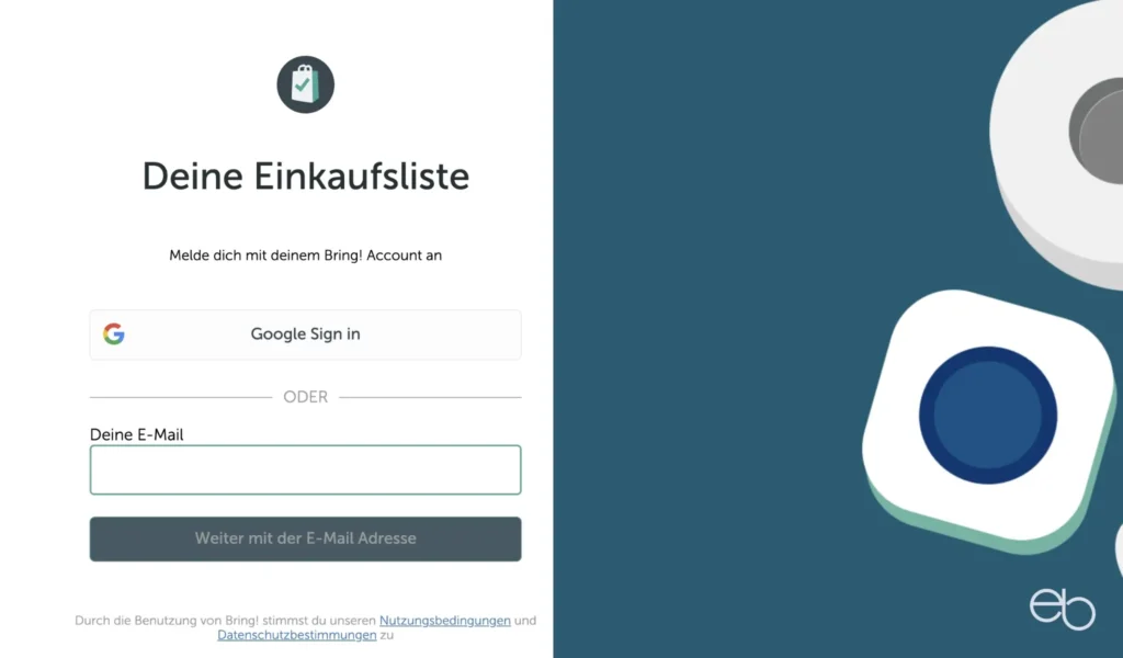 Bring Einkaufsliste im Browser