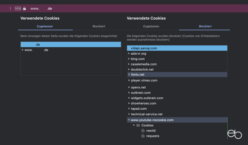 Cookies - Anzeige im Browser