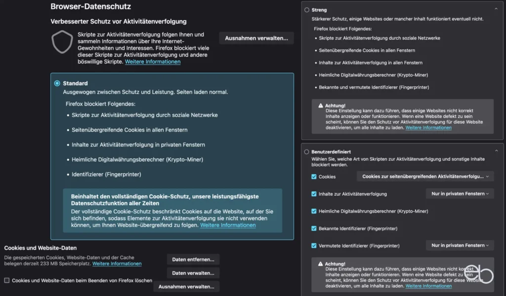 Cookies - Einstellungen im Firefox-Browser