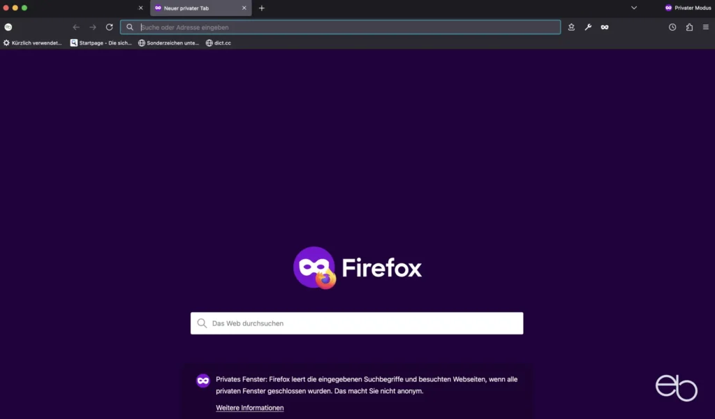 Firefox Browser - Privater Modus