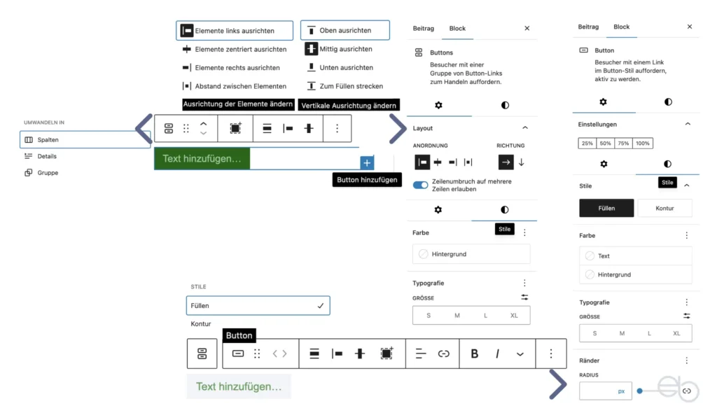 Gutenberg Tutorial 6 - Layout Elemente: Buttons