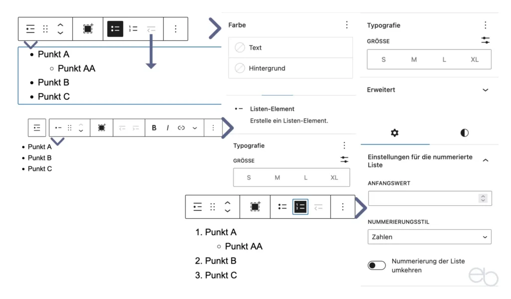 Gutenberg Tutorial 6 - Layout Elemente: Listen