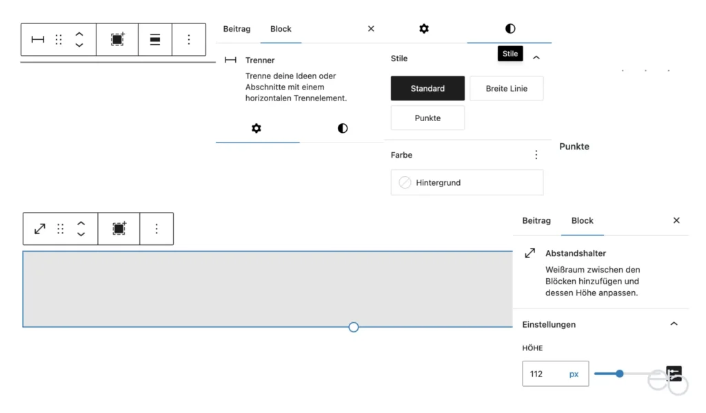 Gutenberg Tutorial 6 - Layout Elemente: Trenner und Abstandshalter