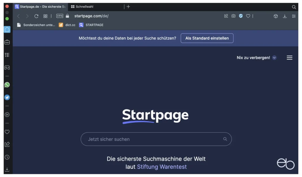 Opera Browser - Startfenster