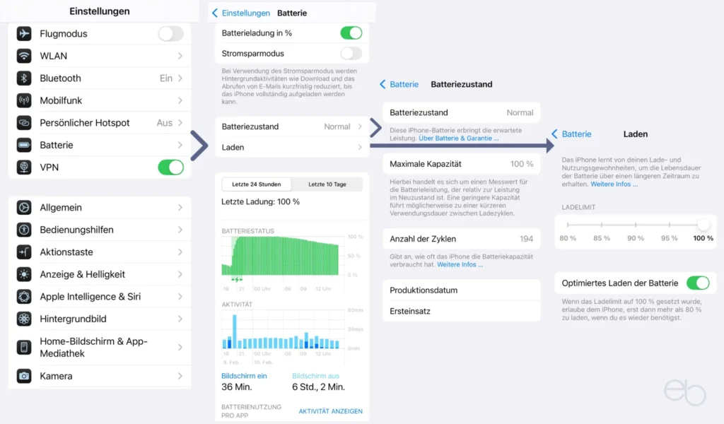 Versteckte iOS Funktionen - Batterie Zustand und Verbrauch