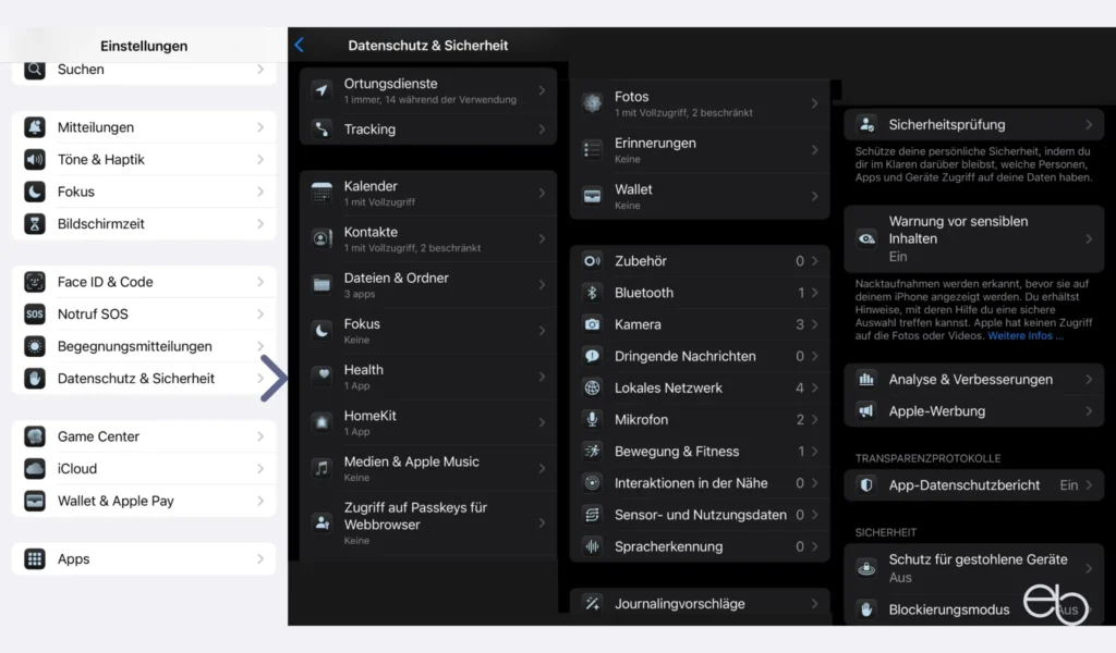 Versteckte iOS Funktionen - Datenschutz und Sicherheit