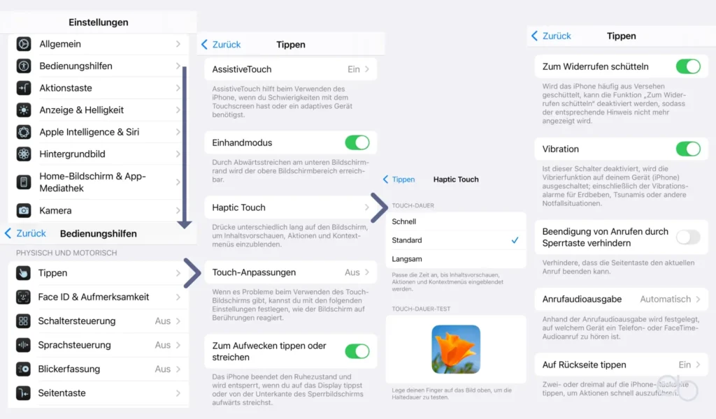 Versteckte iOS Funktionen - Bedienungshilfen Haptic Touch