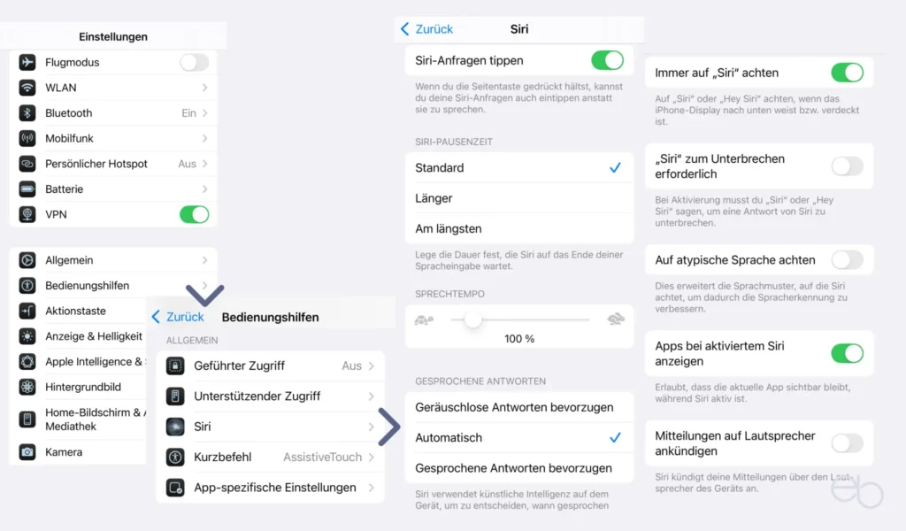 Versteckte iOS Funktionen - Bedienungshilfen Siri