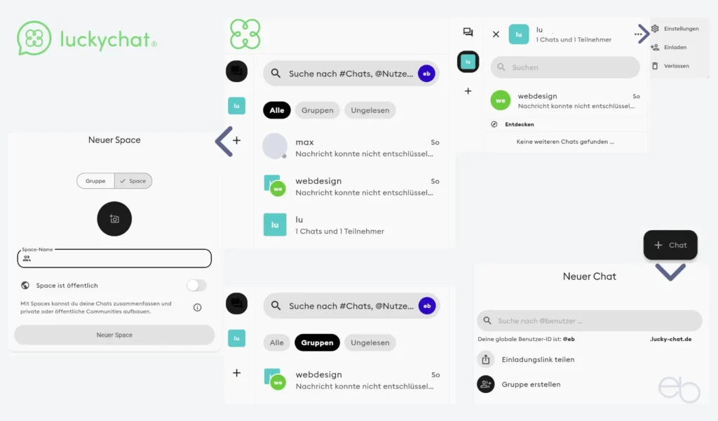 luckychat und luckymeet - Chat-Oberfläche
