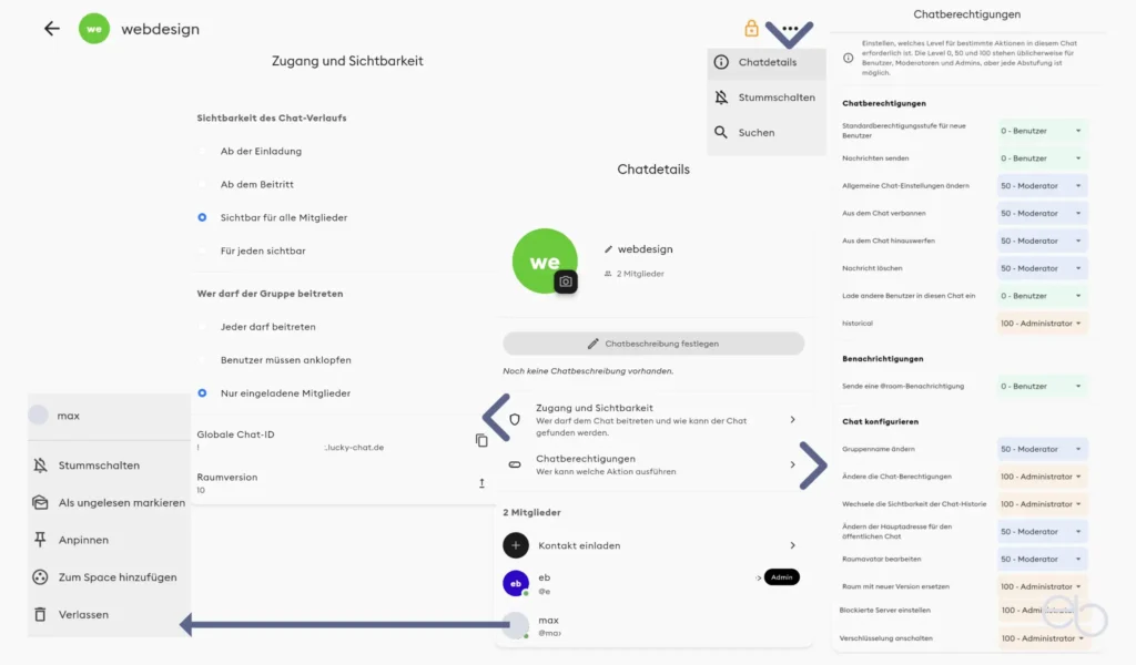 luckychat und luckymeet - Anpassungen der Chat-Details