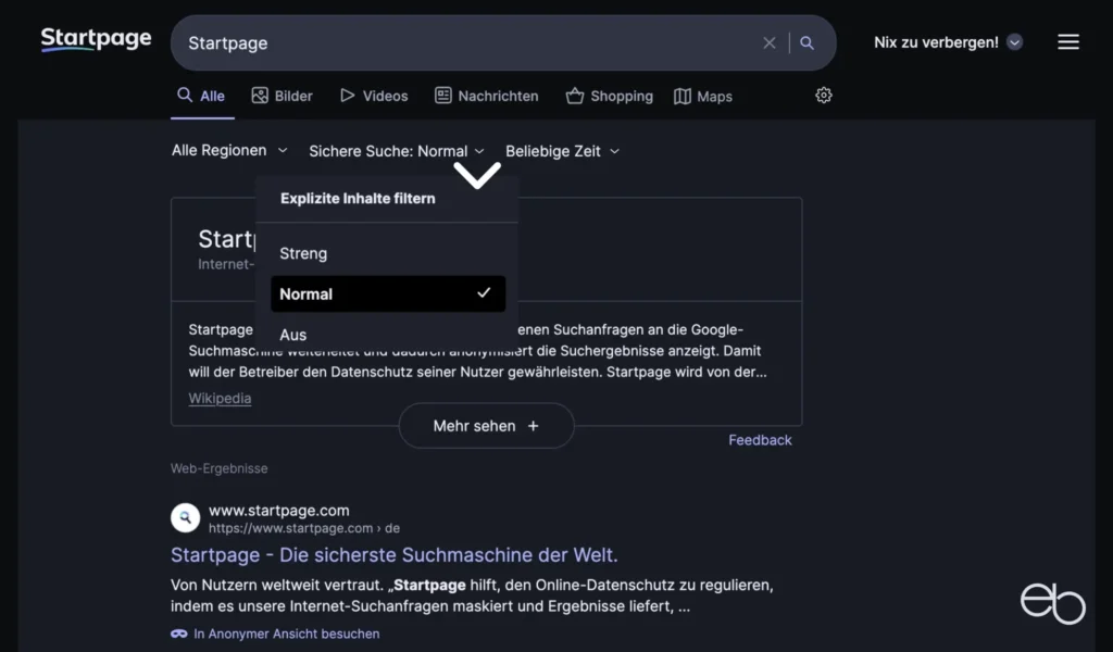 EU-Alternativen - Suchmaschine von Startpage