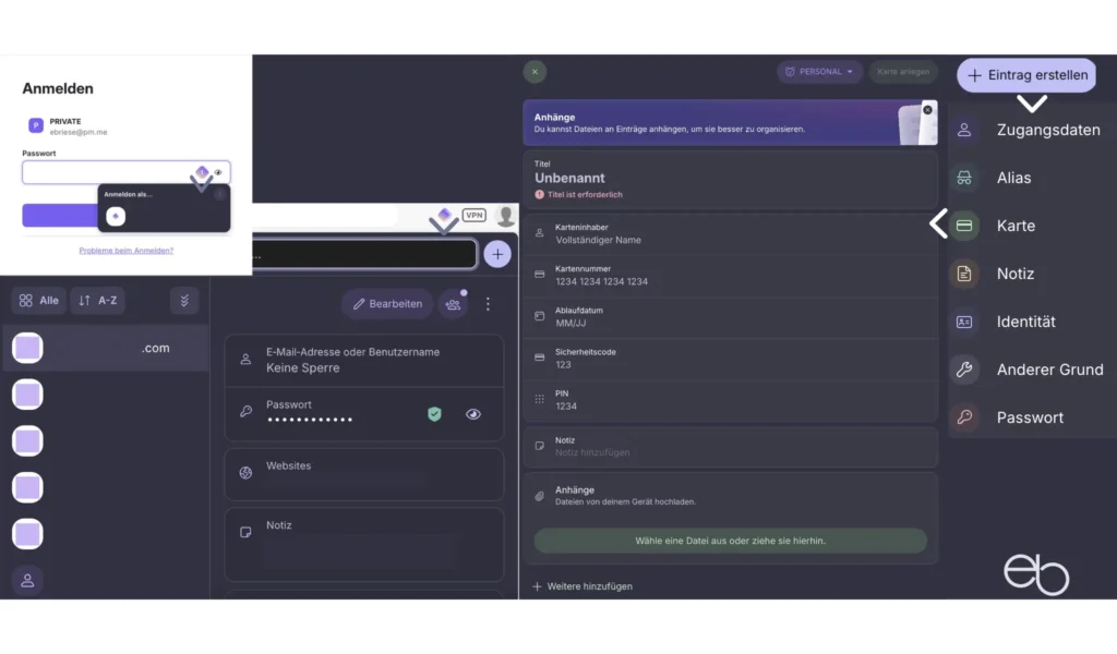 Proton Pass - Anmelden auf Websites