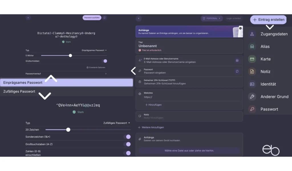 Proton Pass - Eintrag erstellen