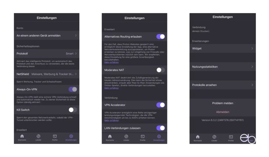 Proton VPN - Einstellungen