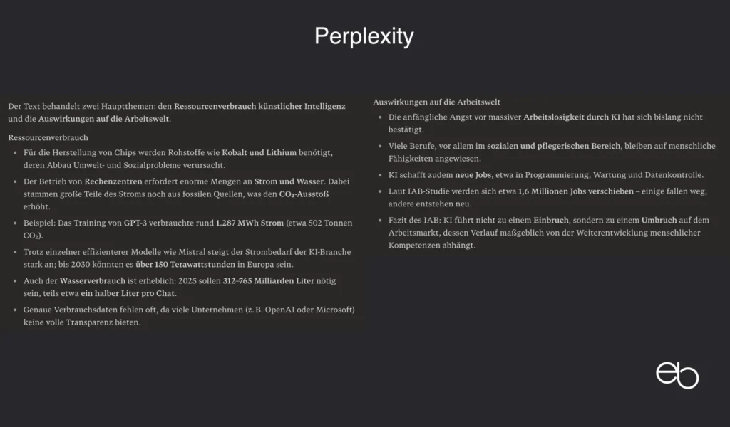 KI-Assistenten - Test 2 Perplexity